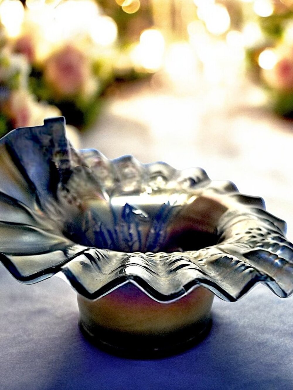 Fenton Carnival Glass Hat Vase Iridescent Blue Jack in the Pulpit MCM Art Glass